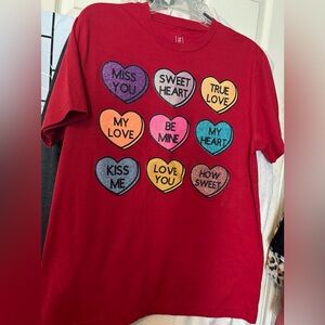 Ladies  T-Shirt with Colorful Heart Graphics
